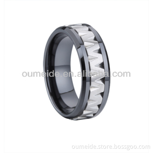 Men's 6mm Wide Ceramic Band Comfort Fit Ring